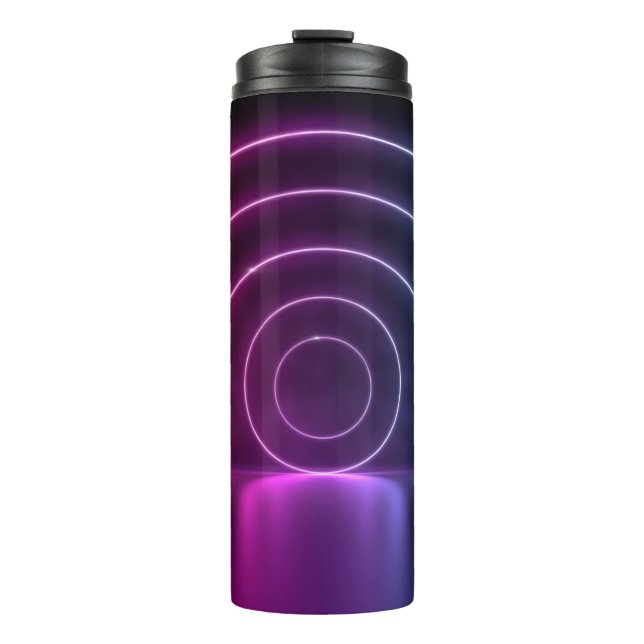 3d Entfärbung des ultravioletten Kreisportals glüh Thermosbecher (Vorderseite)