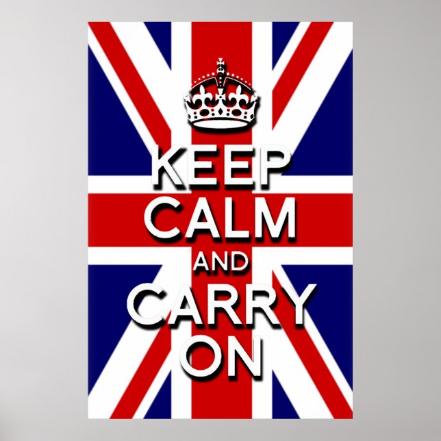 3D-Erhaben-Effekt Keep Calm auf dem UK-Flagge Poster (Vorne)