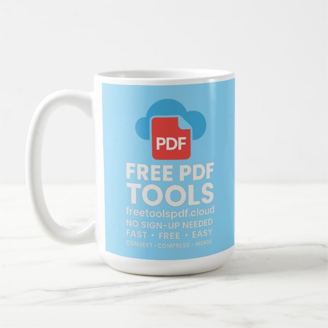 🔥 3D Fantasy-Logo – FreetoolsPDF.Cloud Kaffeetasse (Links)