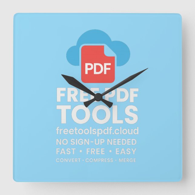 🔥 3D Fantasy-Logo – FreetoolsPDF.Cloud Quadratische Wanduhr (Vorderseite)