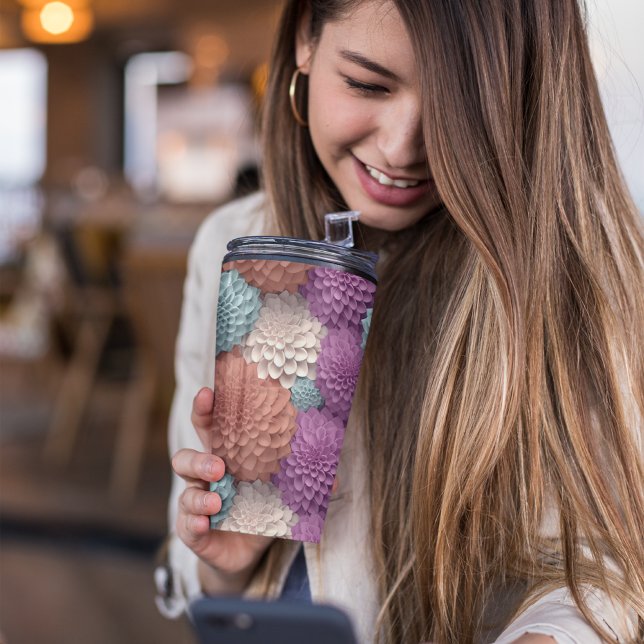 3D Farbenfrohe Dahlia Floral Thermosbecher (Cute dahlia floral tumbler)