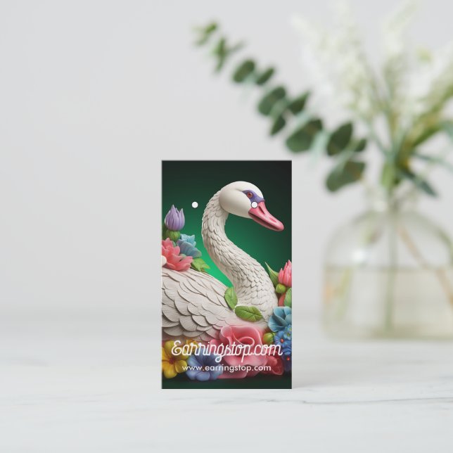 3D farbenfrohe Swan-Muster-Karte Visitenkarte (Stehend Vorderseite)