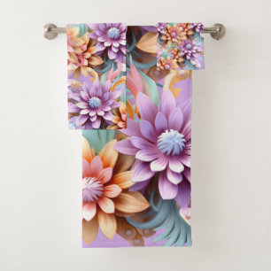 3D-Farbige Blume Badhandtuch Set