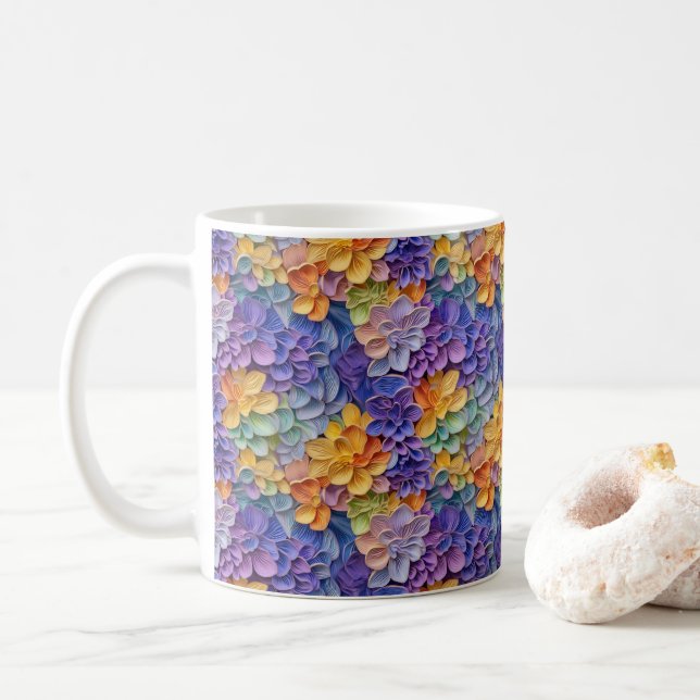 3D-farbige Blume Kaffeetasse (Mit Donut)