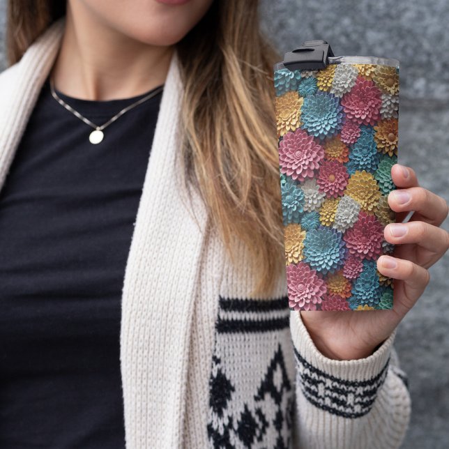 3D farbige Zinnia Floral Thermosbecher (3d colorful Zinnia flower tumbler)