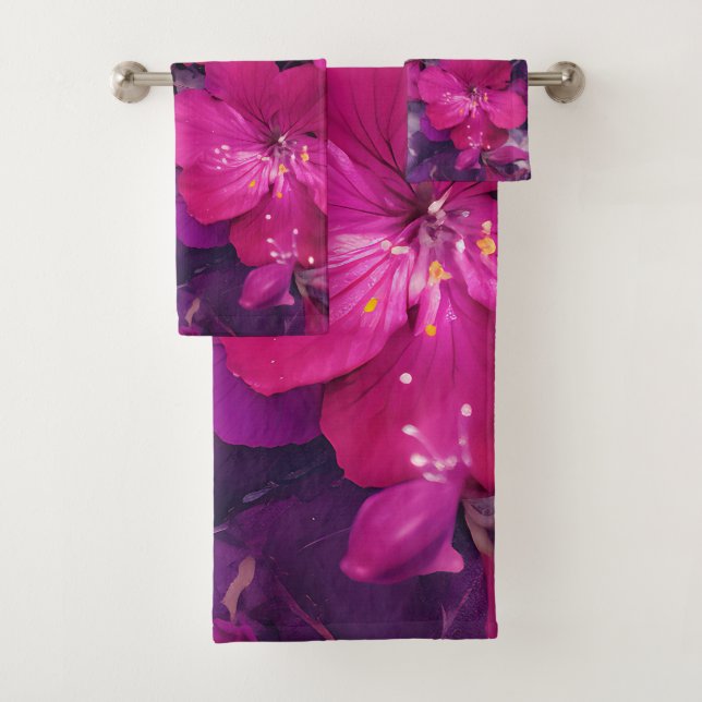 3D Floral Fuchsia & Purple Marble Art Couverture (En situation)