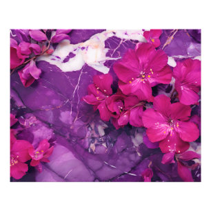 3D Floral Fuchsia & Purple Marble Fotodruck