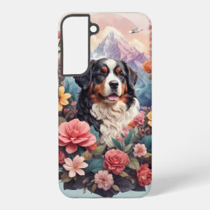 3D Florale Fantasie Berner Sennenhund Vogelperspek Samsung Galaxy Hülle