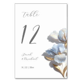 3D Flower Blue Lily Wedding Tischnummer