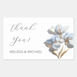 3D Flower Stylized Lily Thank You Rechteckiger Aufkleber