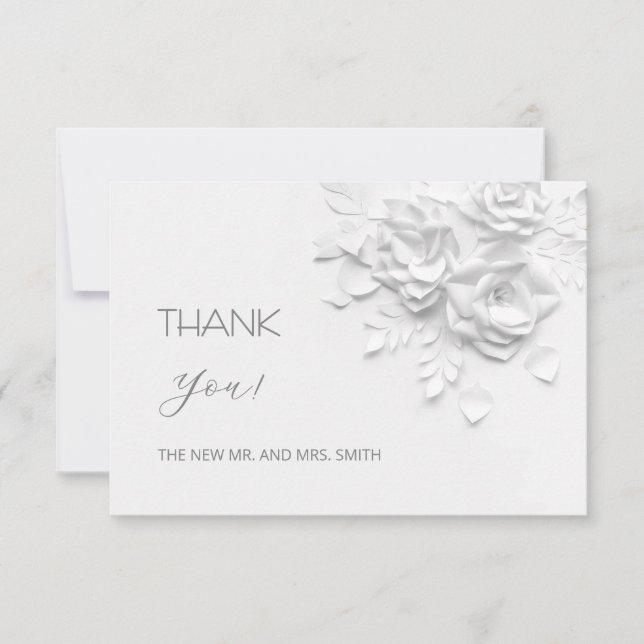 3D Flowers Paper Cut Roses Thank You Card Dankeskarte (Vorderseite)