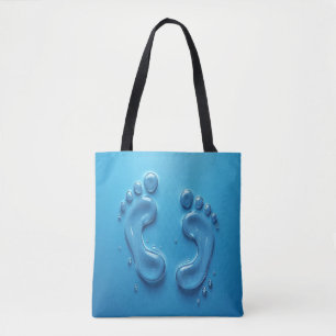 3D Footprint Blue Totbeutel Tasche