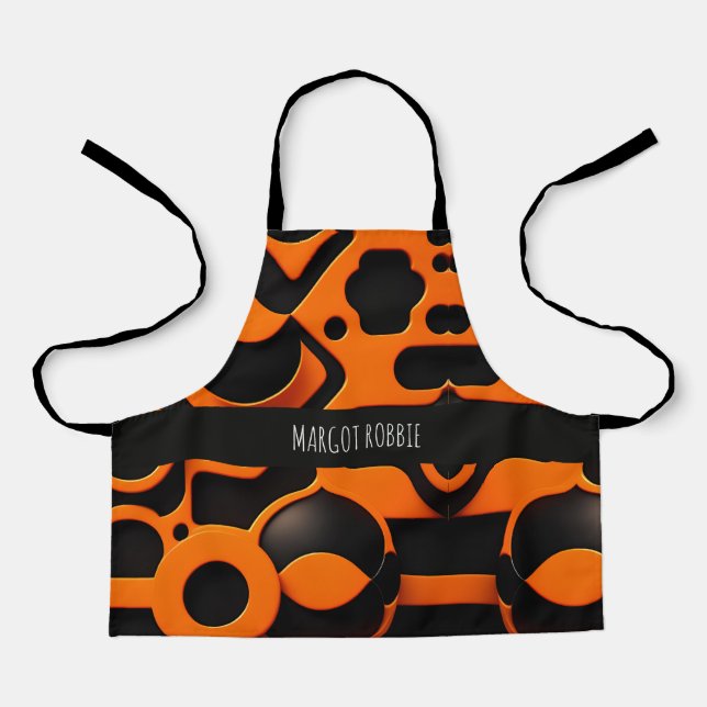 3D-Formen Circles Orange Urban Geometric Patches Schürze (Vorderseite)