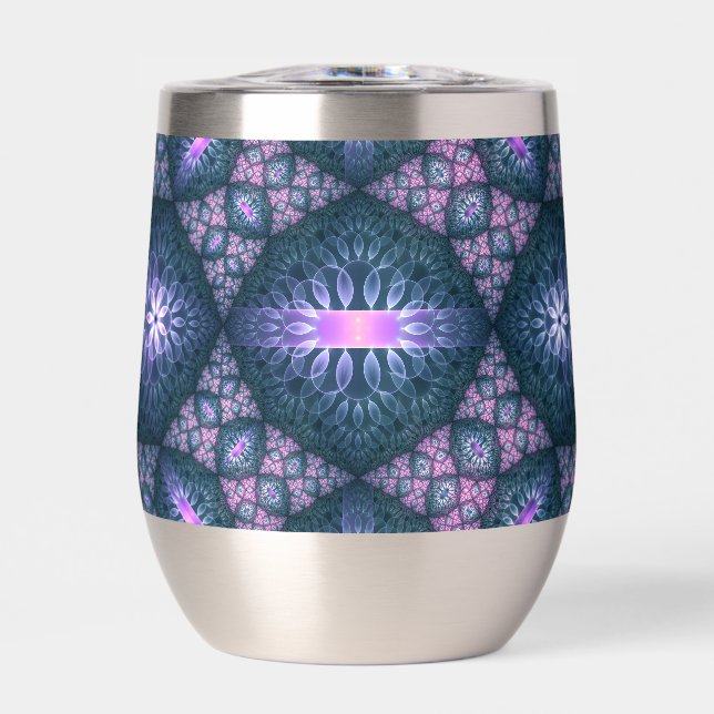 3D Fraktal Art Abstraktes Muster Blau Lila Pink (Vorderseite)