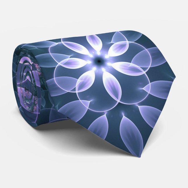 3D Fraktal Art Abstraktes Muster Blau Lila Pink Krawatte (Gerollt)