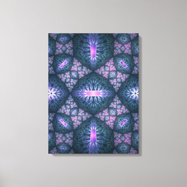 3D Fraktal Art Abstraktes Muster Blau Lila Pink Leinwanddruck (Vorderseite)