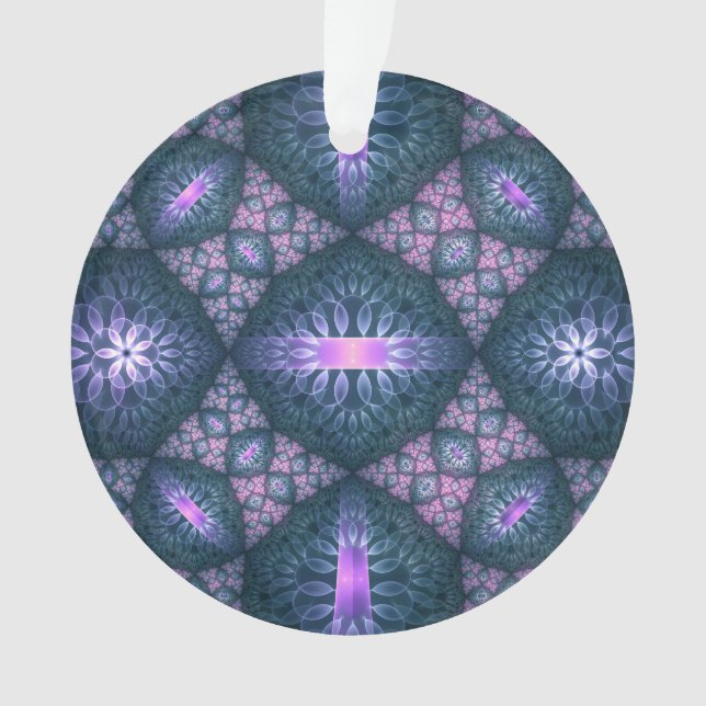 3D Fraktal Art Abstraktes Muster Blau Lila Pink Ornament (Vorderseite)