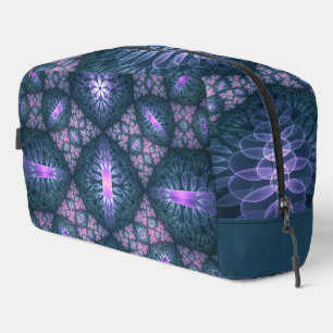 3D Fraktal Art Abstraktes Muster Blau Lila Pink Waschbeutel