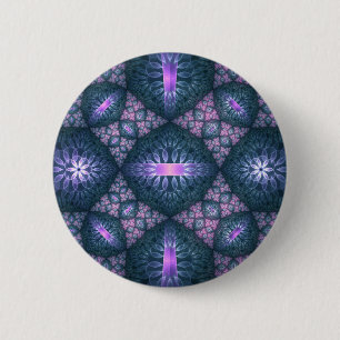 3D Fraktal Art Muster Türkisch Lila rosa Button
