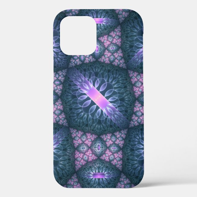 3D Fraktal Art Muster Türkisch Lila rosa Case-Mate iPhone Hülle (Rückseite)