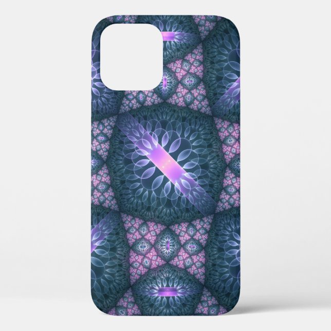 3D Fraktal Art Muster Türkisch Lila rosa Case-Mate iPhone Hülle (Rückseite)