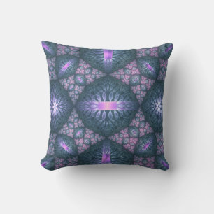 3D Fraktal Art Muster Türkisch Lila rosa Kissen