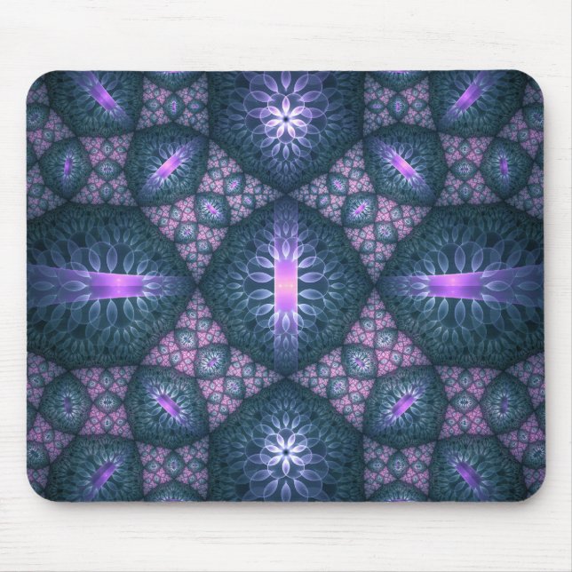 3D Fraktal Art Muster Türkisch Lila rosa Mousepad (Vorne)