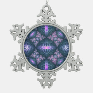 3D Fraktal Art Muster Türkisch Lila rosa Schneeflocken Zinn-Ornament