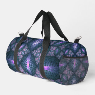 3D-Fraktal-Kunst abstraktes Muster Blau Lila Rosa Duffle Bag