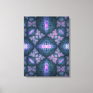 3D-Fraktal-Kunst abstraktes Muster Blau Lila Rosa Leinwanddruck