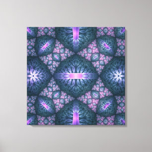 3D-Fraktal-Kunst abstraktes Muster Blau Lila Rosa Leinwanddruck
