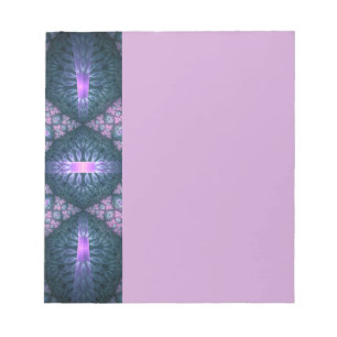 3D-Fraktal-Kunst abstraktes Muster Blau Lila Rosa Notizblock
