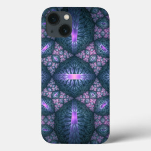 3D-Fraktal-Kunstmuster Türkis Lila Rosa Case-Mate iPhone Hülle