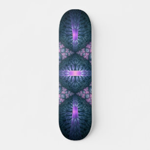 3D-Fraktal-Kunstmuster Türkis Lila Rosa Skateboard