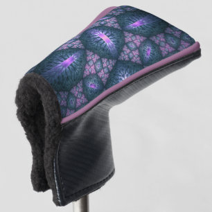 3D-Fraktalkunst abstraktes Muster Blau Lila Rosa Golf Headcover