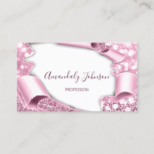 3D Frame Glitzer Makeup Event Plane Rosa Moderne Visitenkarte