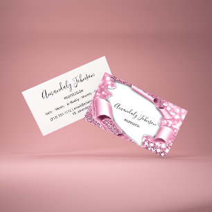 3D Frame Glitzer Makeup Event Plane Rosa Rose Visitenkarte