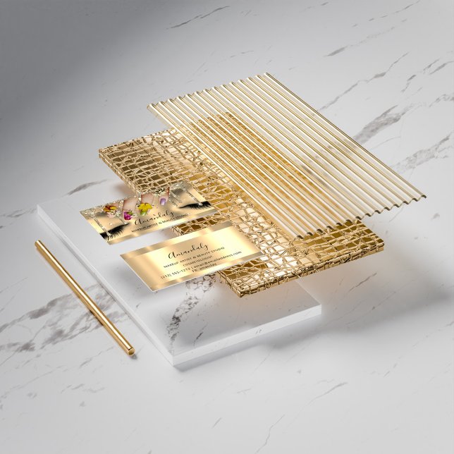 3D-Frame-Glitzer Makeup Event-Planer Black Gold Visitenkarte (Von Creator hochgeladen)