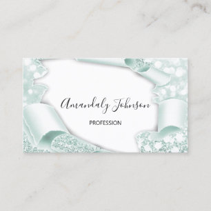 3D Frame Glitzer Makeup Event Planner Mint Elegant Visitenkarte
