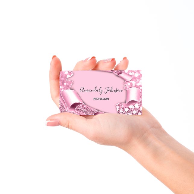 3D-Frame-Glitzer Makeup-Eventplaner Rosa Pastell Visitenkarte (3D Frame Glitter Makeup Event Planner Pink Pastel Business Card)