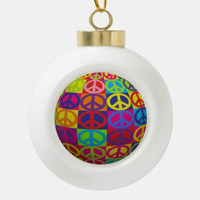 3D-Friedensplätze Keramik Kugel-Ornament (Vorderseite)