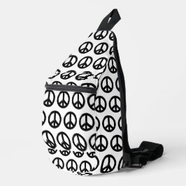 3D-Friedenssymbol Schwarz Crossbody Bag