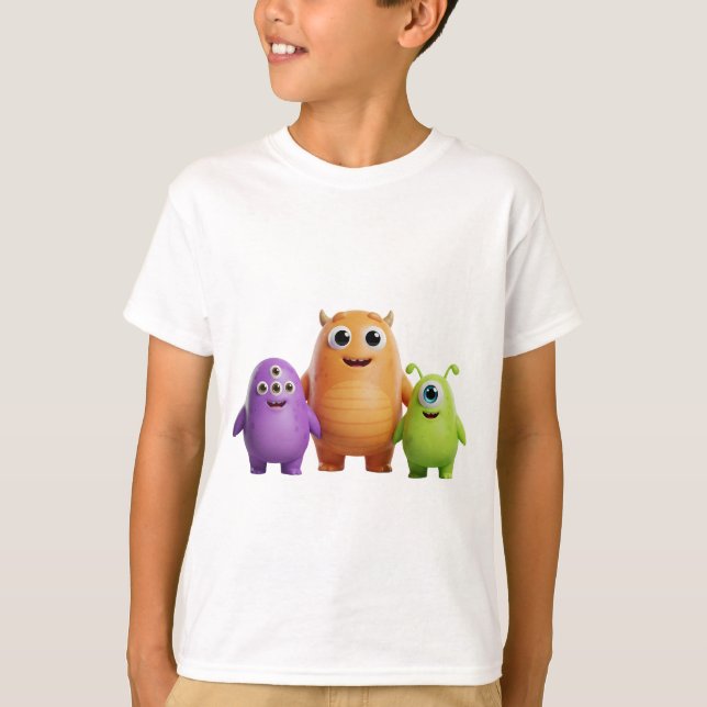 3D Friendly Monster Trio T-Shirt (Vorderseite)