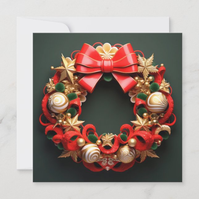 3D Frohe Weihnachtskartine Feiertagskarte (Vorderseite)