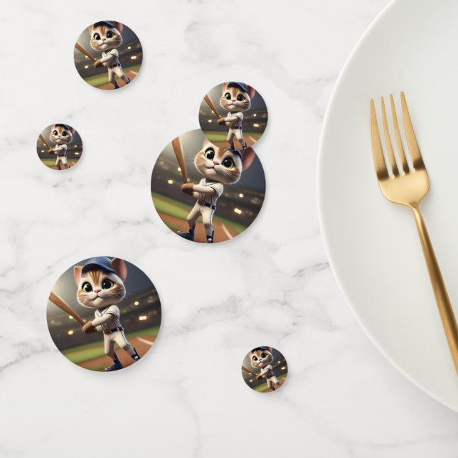 3D Funny Baseball Cat, Konfetti (Gruppe)