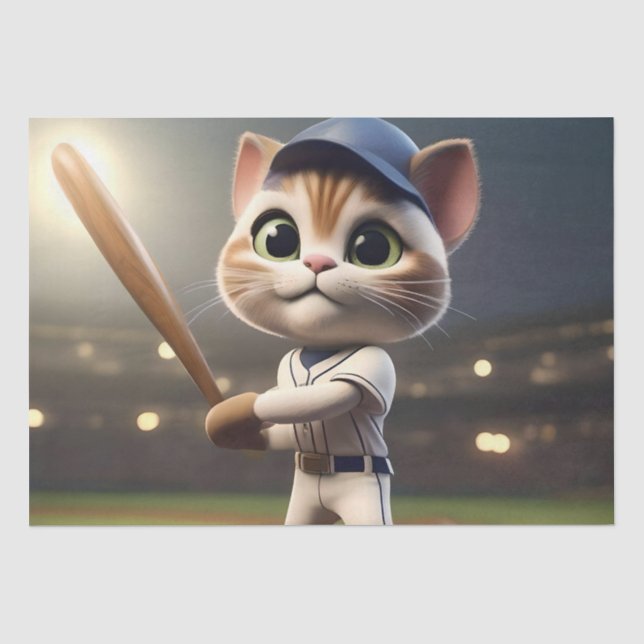 3D Funny Baseball Cat, Seidenpapier (Vorderseite)