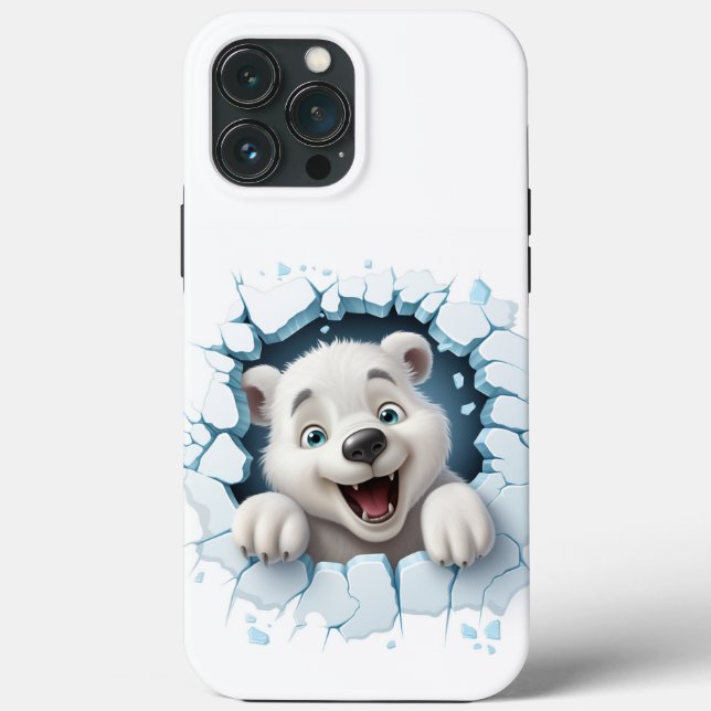 3d Funny Bear Break Ice Case-Mate iPhone Hülle (Rückseite)