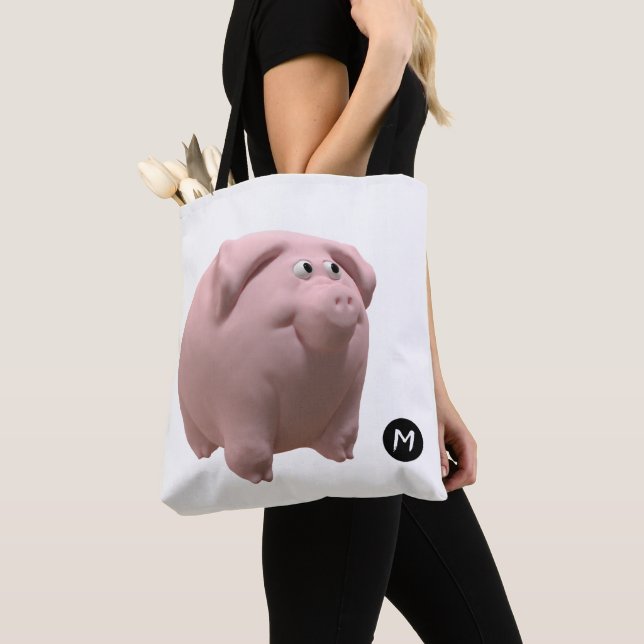 3D Funny Pig Year Monogram wählen Farbe Bag 2 Tasche (Von Nahem)