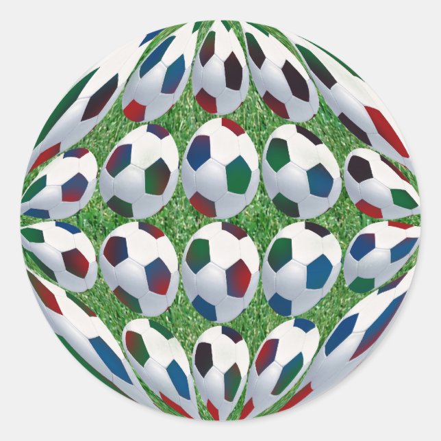 3D-Fußball-Sticker Runder Aufkleber (Vorderseite)
