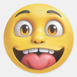 3D-Gelbe Emoji Runder Aufkleber